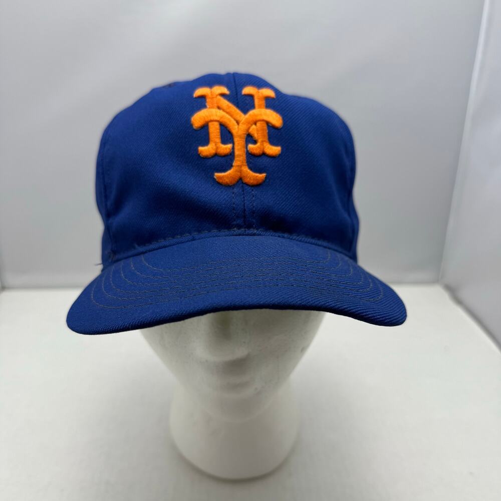 Vintage New York Mets MLB Snapback Hat Annco Made in USA Blue Orange Size M